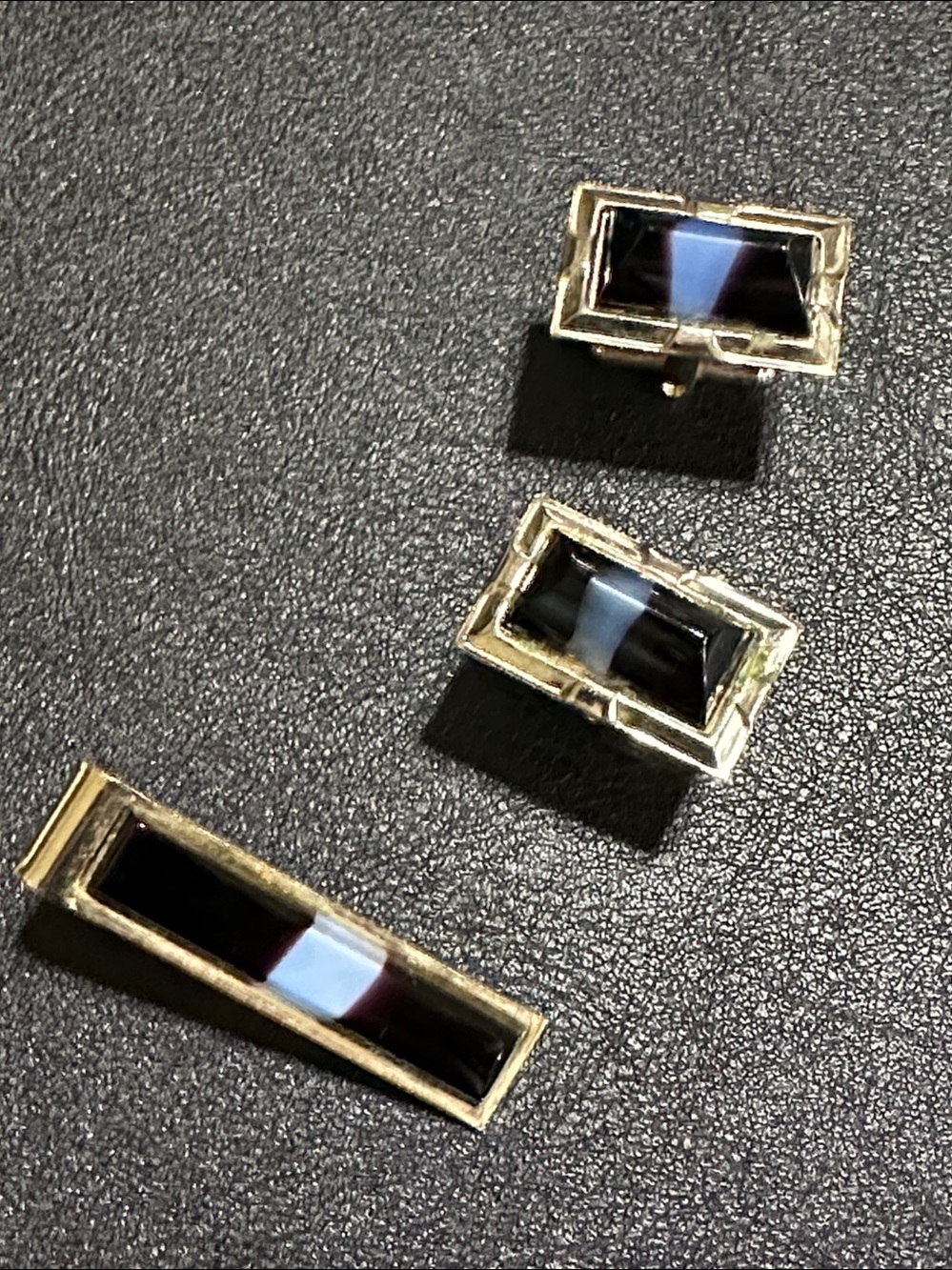 Three Piece Cuff Links & Tie Clip